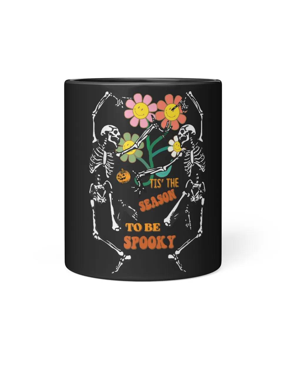 Tis The Season To Be Spooky Dancing Skeletons Pumpkin Flower 82