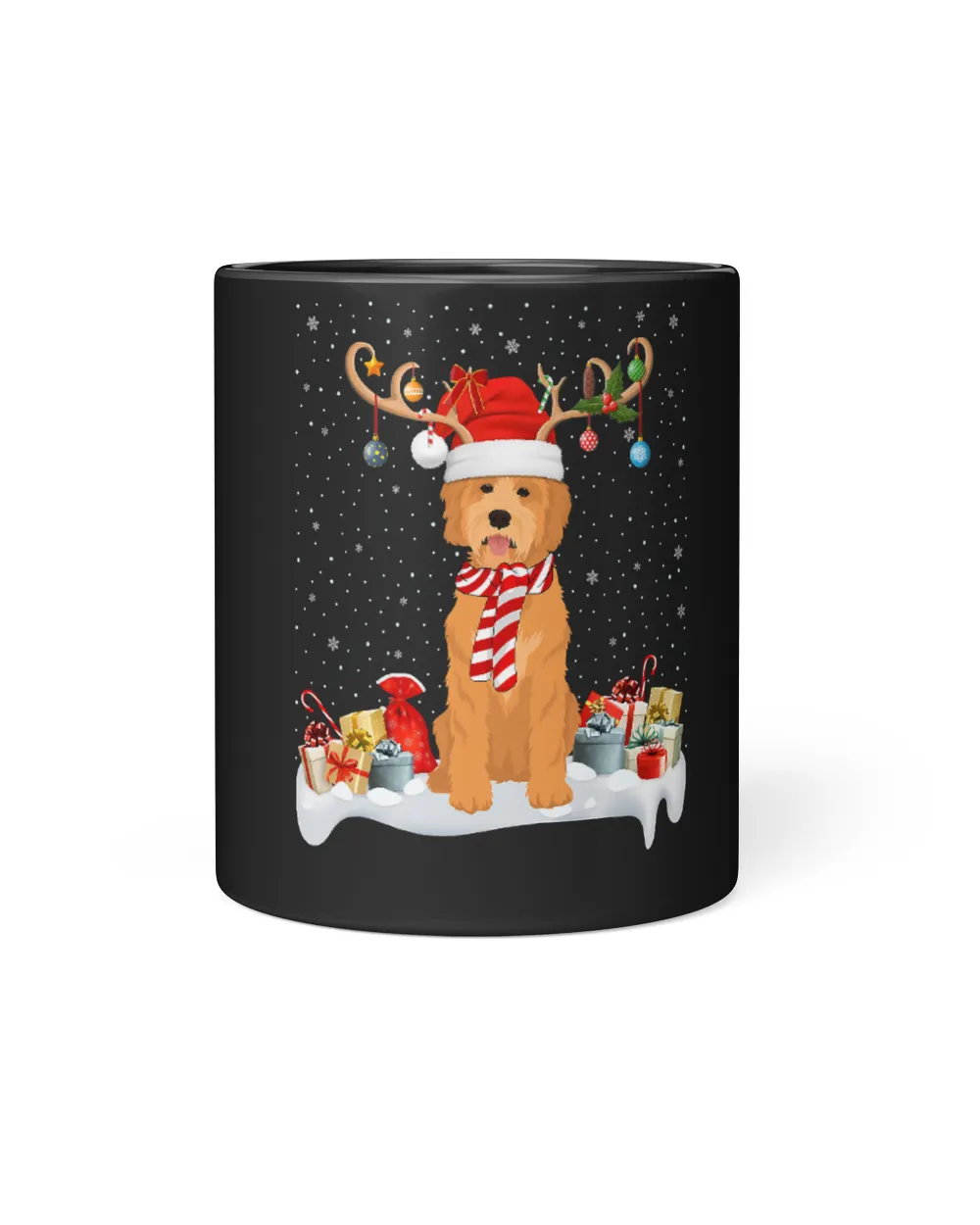 Poodles Xmas Lighting Reindeer Santa Hat Poodle Dog Christmas 206 Poodle dog Black Mug 11oz black 11oz