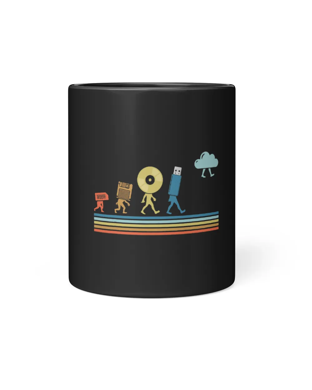 Evolution Diskette CD USB Cloud Software Script HTML Network Black Mug 11oz black 11oz