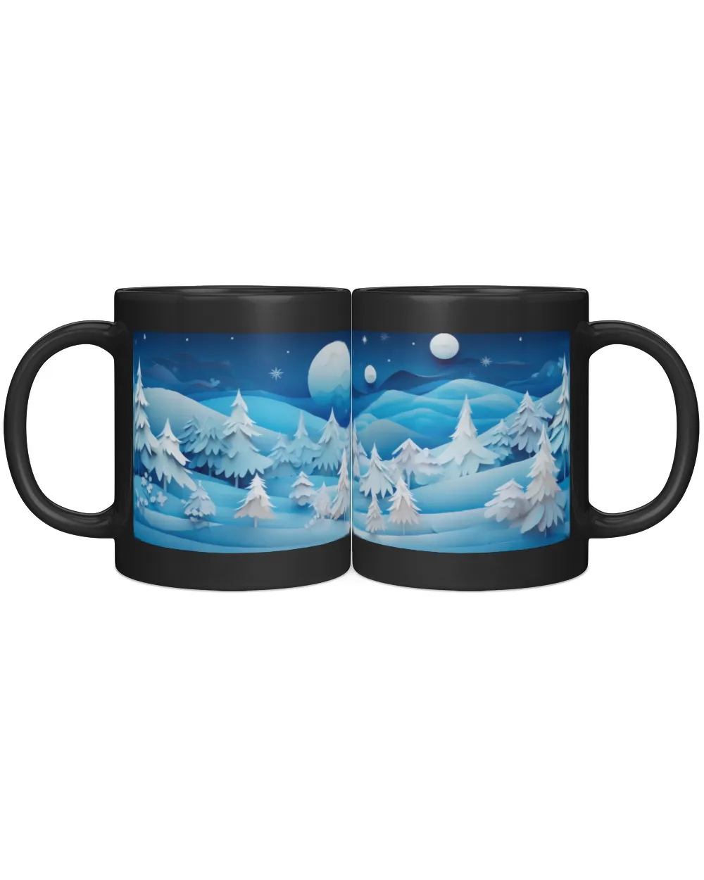 3D Christmas Mug Wrap 5 Black Mug 11oz black 11oz