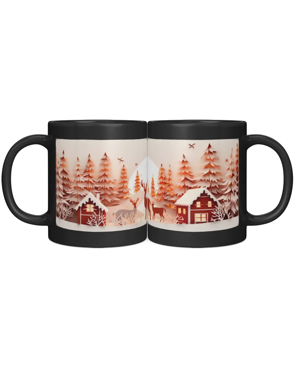 3D Christmas Mug Wrap 22 Black Mug 11oz black 11oz