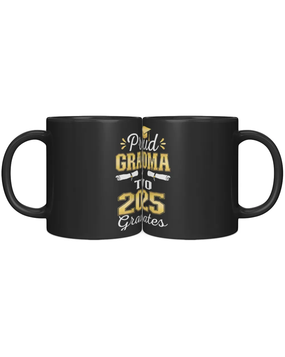 Proud Grandma of Two 2025 Graduates Graduation family Black Mug 11oz black 11oz