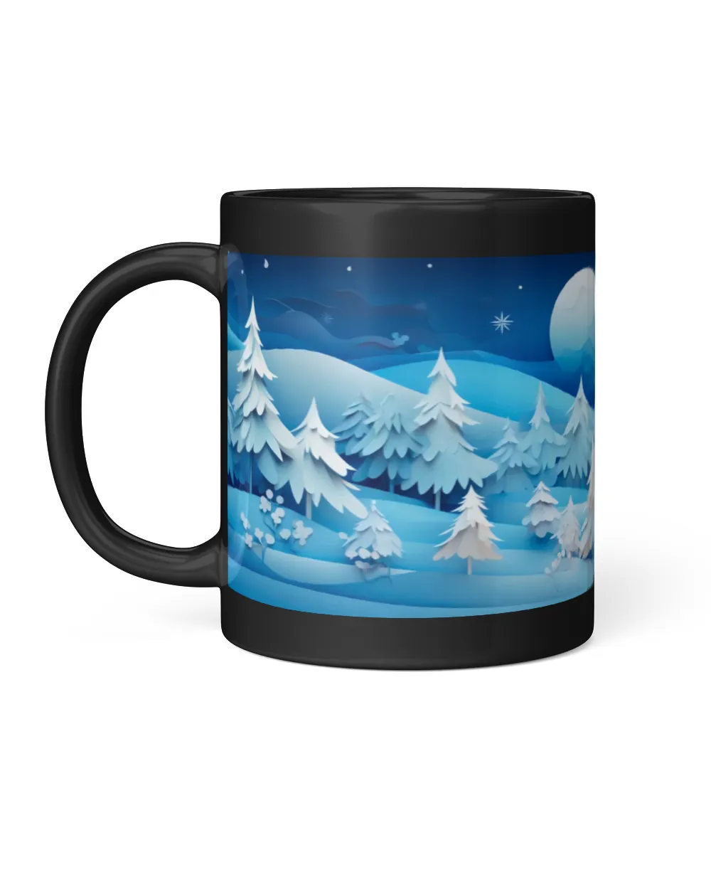 3D Christmas Mug Wrap 5 Black Mug 11oz black 11oz