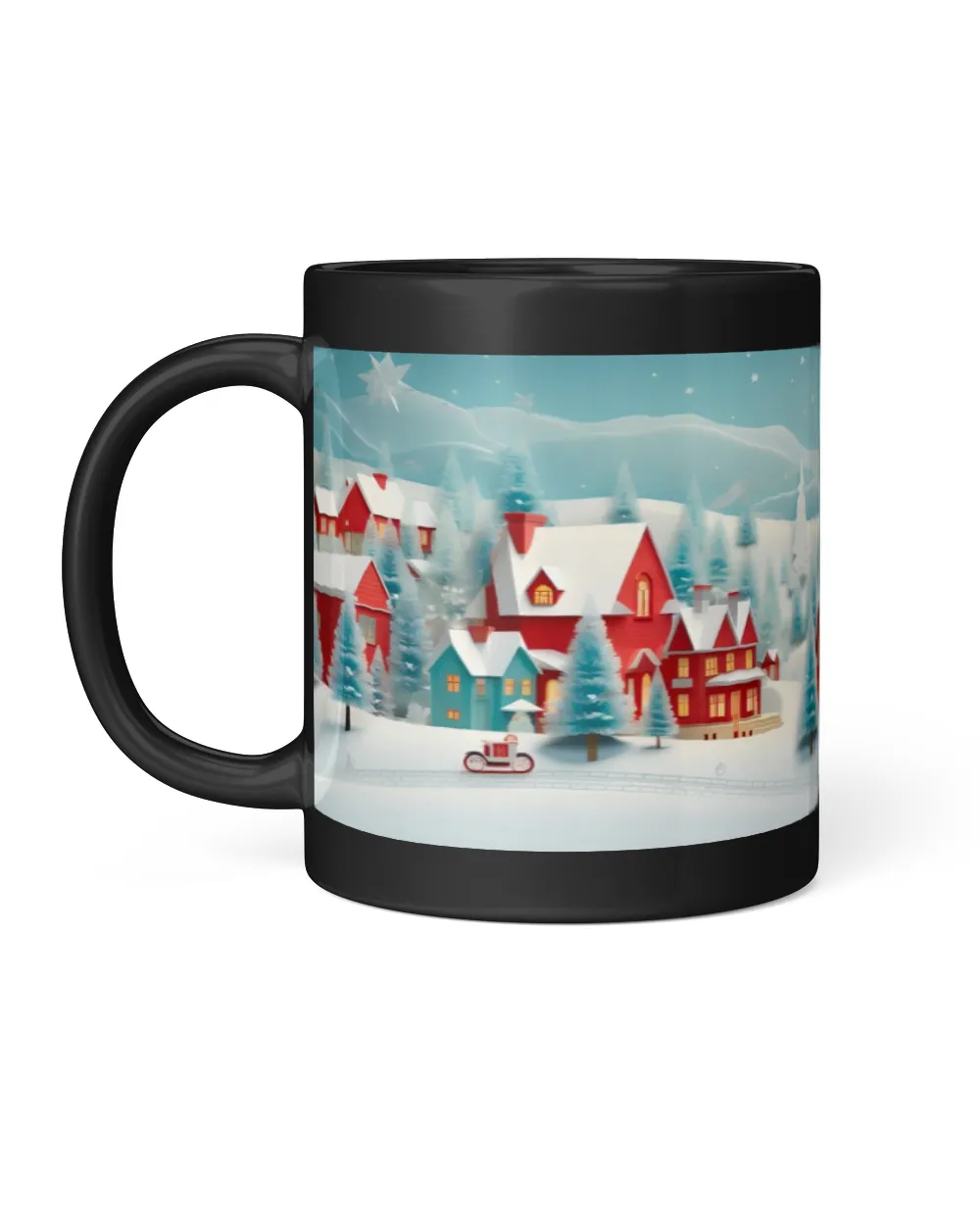 3D Christmas Mug Wrap 9 Black Mug 11oz black 11oz