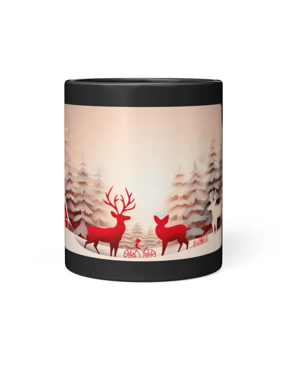3D Christmas Mug Wrap 21 Black Mug 11oz black 11oz