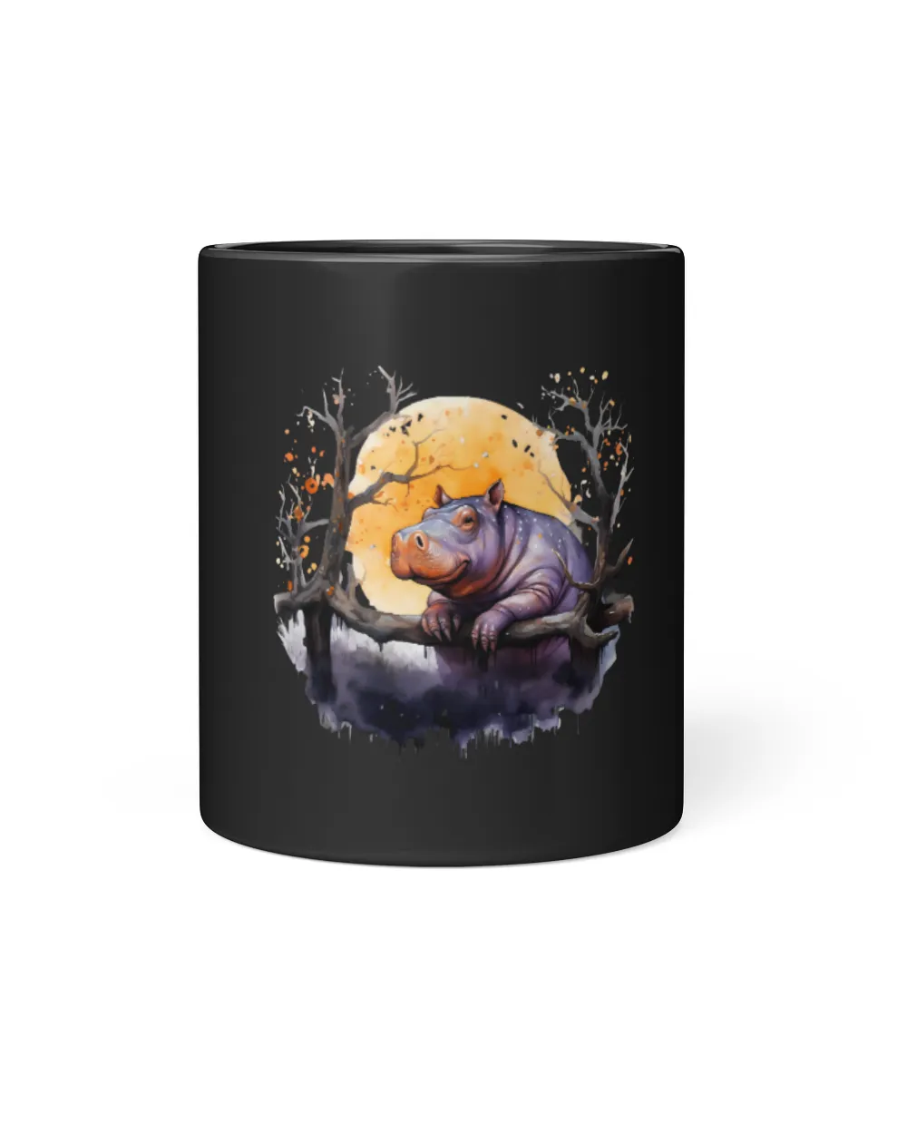 Hippo Pet Colourful Artwork Moon Wildlife Safari Hippopotamus