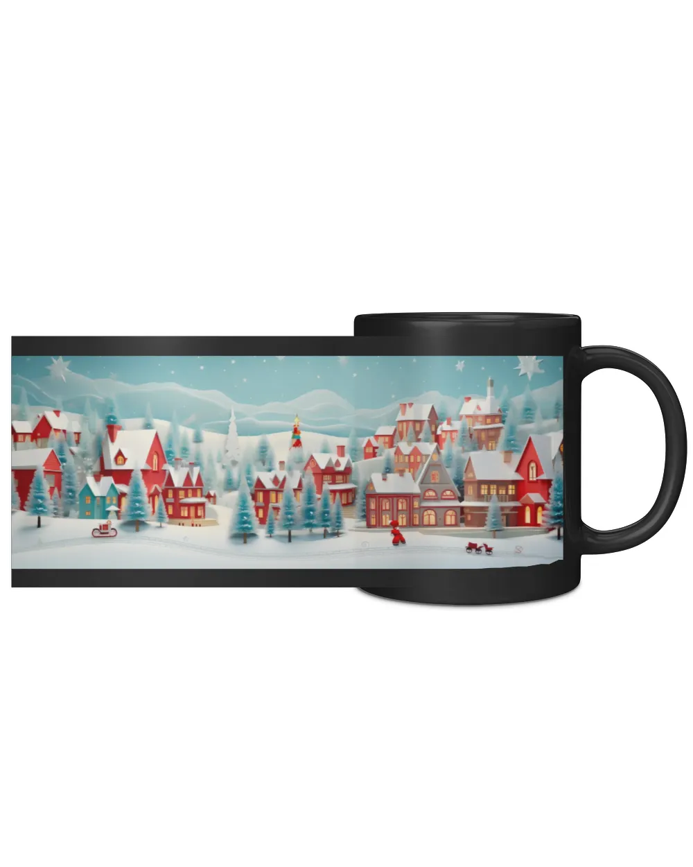 3D Christmas Mug Wrap 9 Black Mug 11oz black 11oz