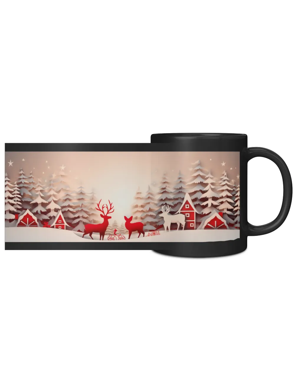 3D Christmas Mug Wrap 21 Black Mug 11oz black 11oz
