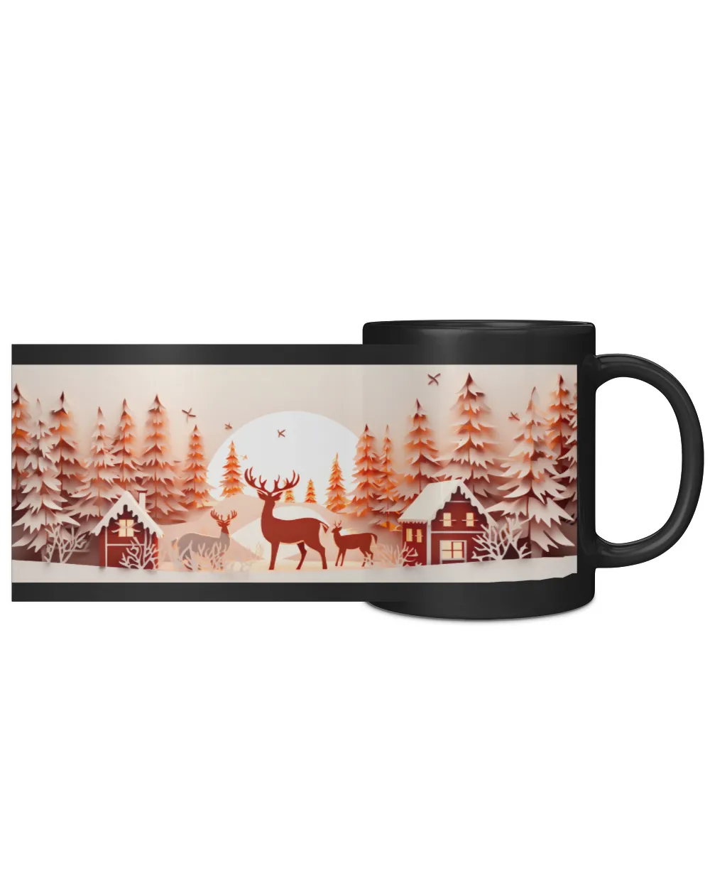 3D Christmas Mug Wrap 22 Black Mug 11oz black 11oz