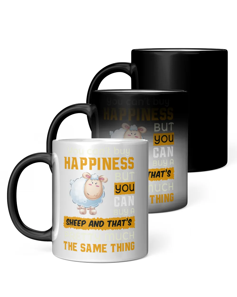 Sheep You Cant Buy Happiness Sheep Farm Goat Livestock Farmer Top 236 Magic Mug black 11oz