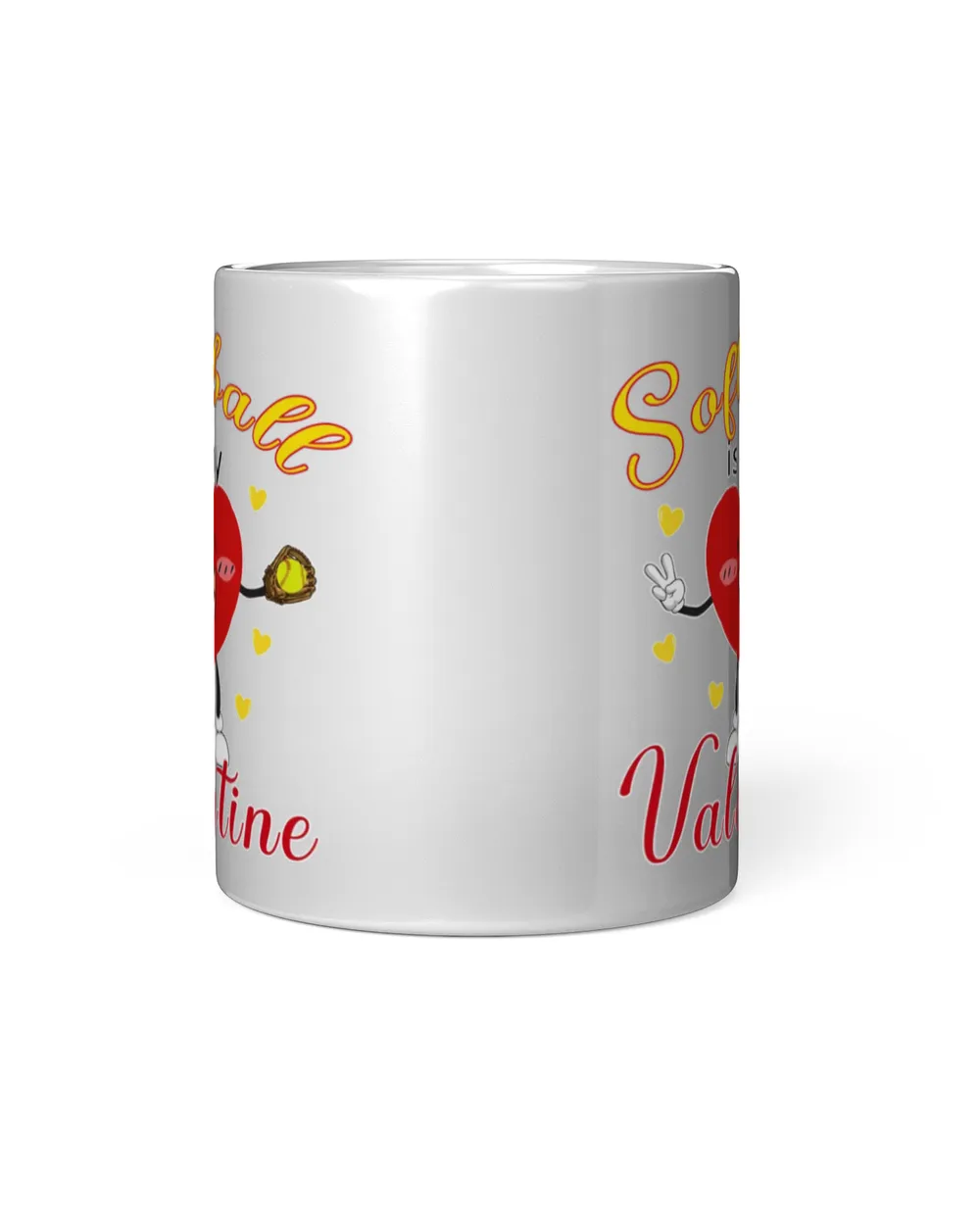 Softball Is My Valentine Mug- Valentine Mugs- Softball Mugs Magic Mug 11oz white 11oz