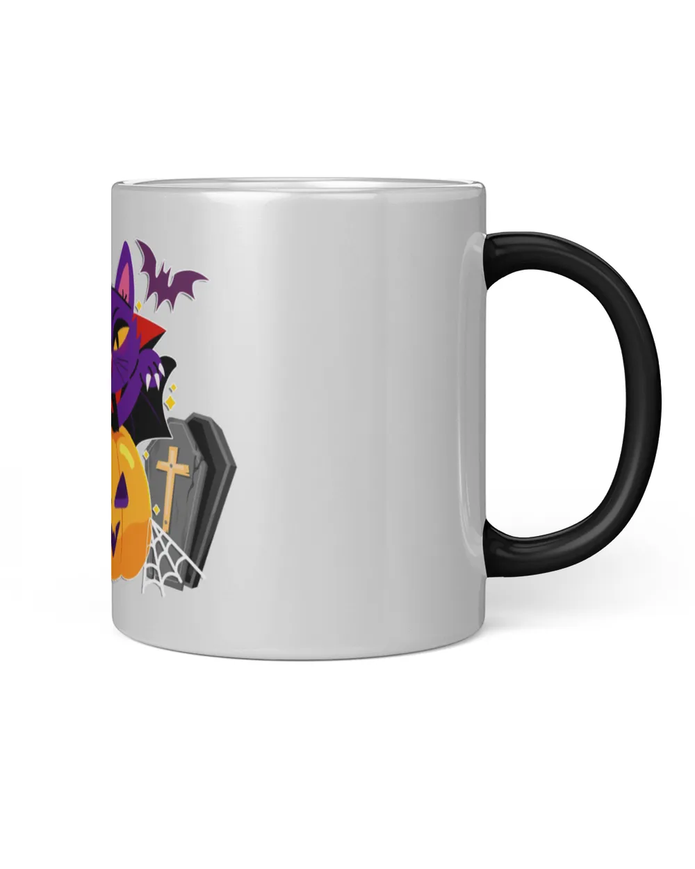 Black Cat Pumpkin Wine Tumbler (12 oz), tombstone coffin demon bat