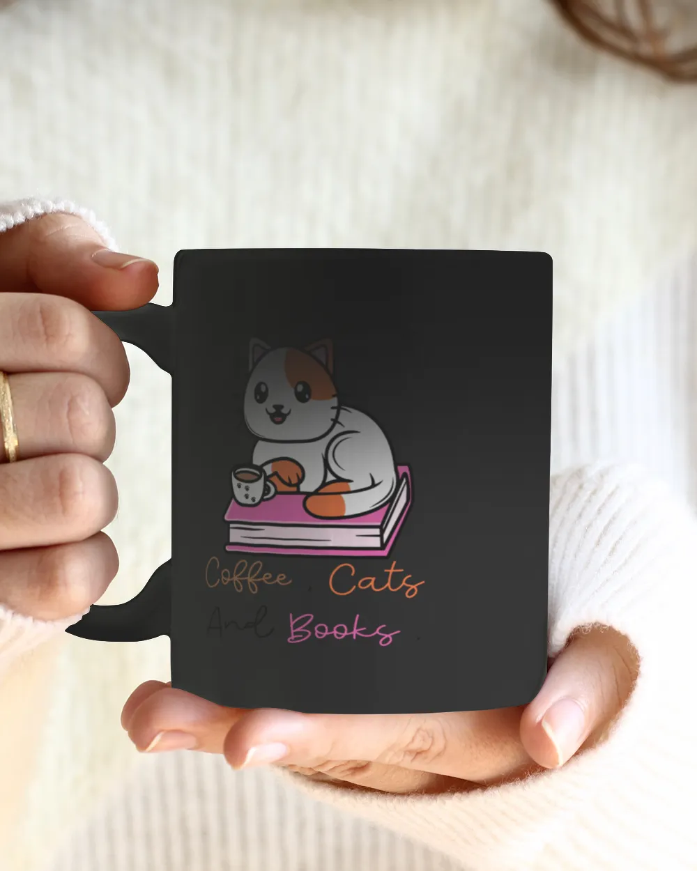 Life Is Better With Coffee Cats And Books  Cat Coffee gift  Cats And Books  Cat Lover gift  Cat Mom  Cute Cat 7780 T-Shirt