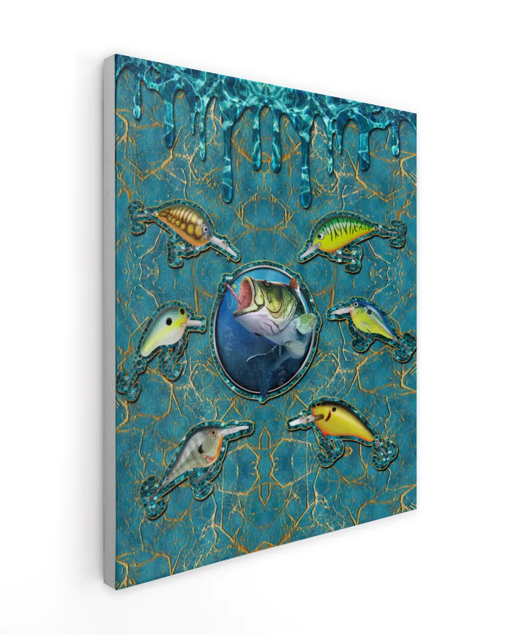 Fishing Ready To Hang Canvas (16x20 inch) white 16x20in
