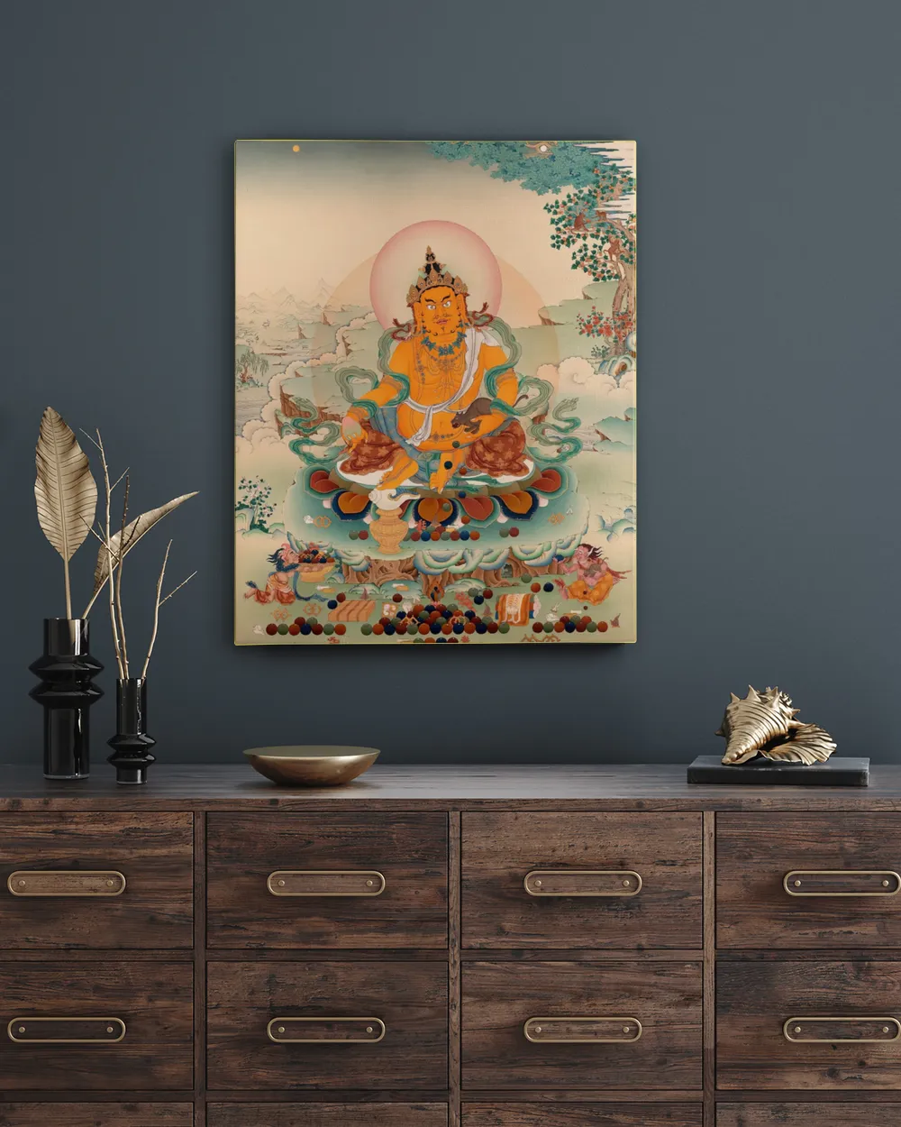 Dzambhala | Wealth Deity Thangka | Vajrayana Canvas Print