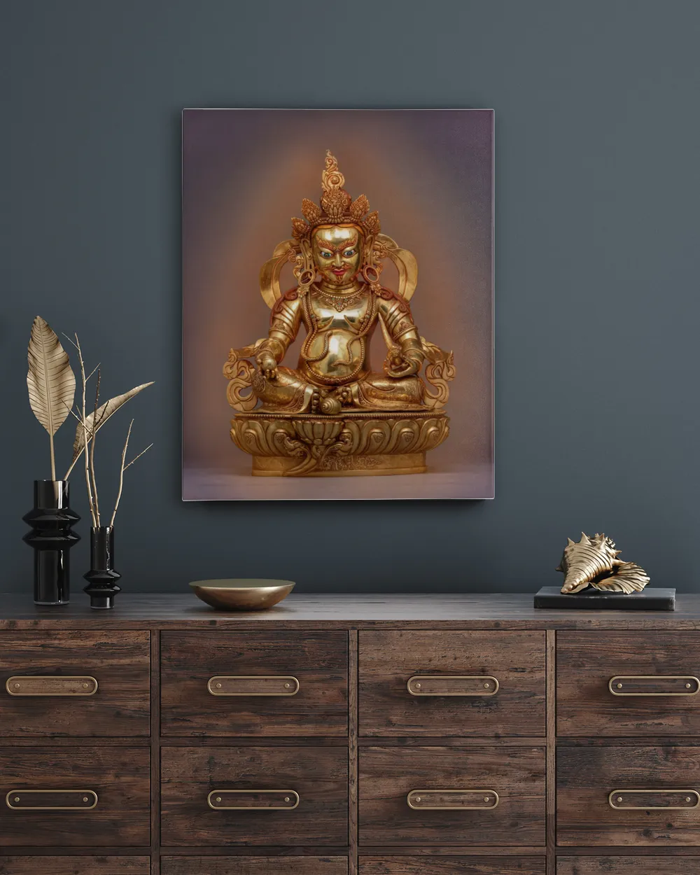 Dzambhala | Wealth Deity Thangka | Vajrayana Canvas