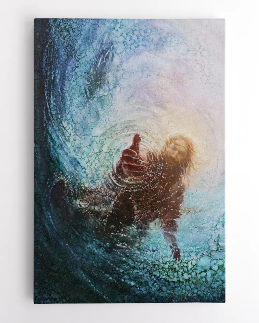 Jesus Christ Wall Art Hand of Gods Reaching Into Water