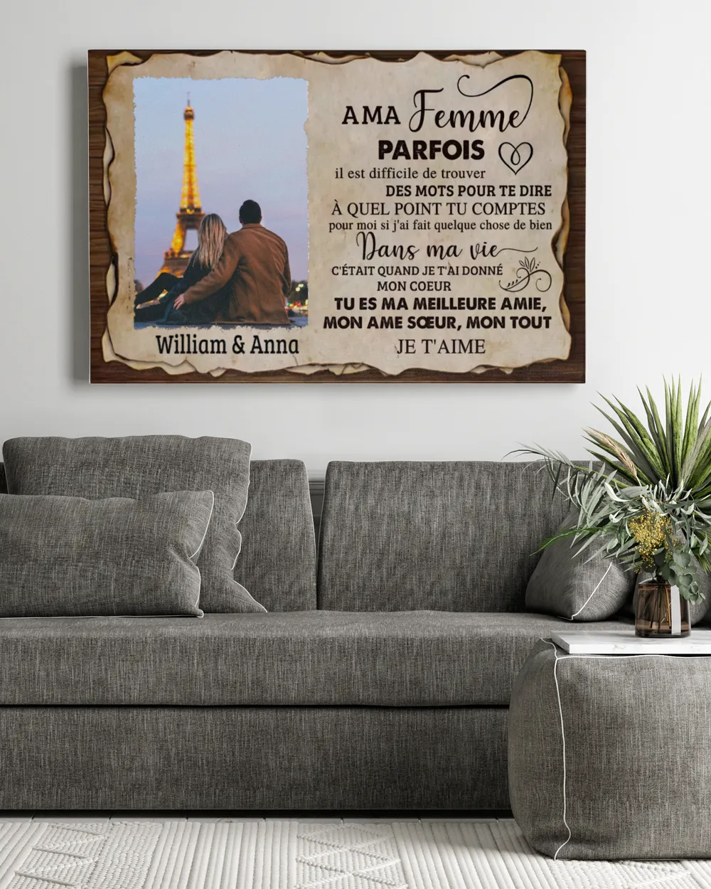 A ma femme Ready To Hang Canvas (30x20 inch) white 30x20in