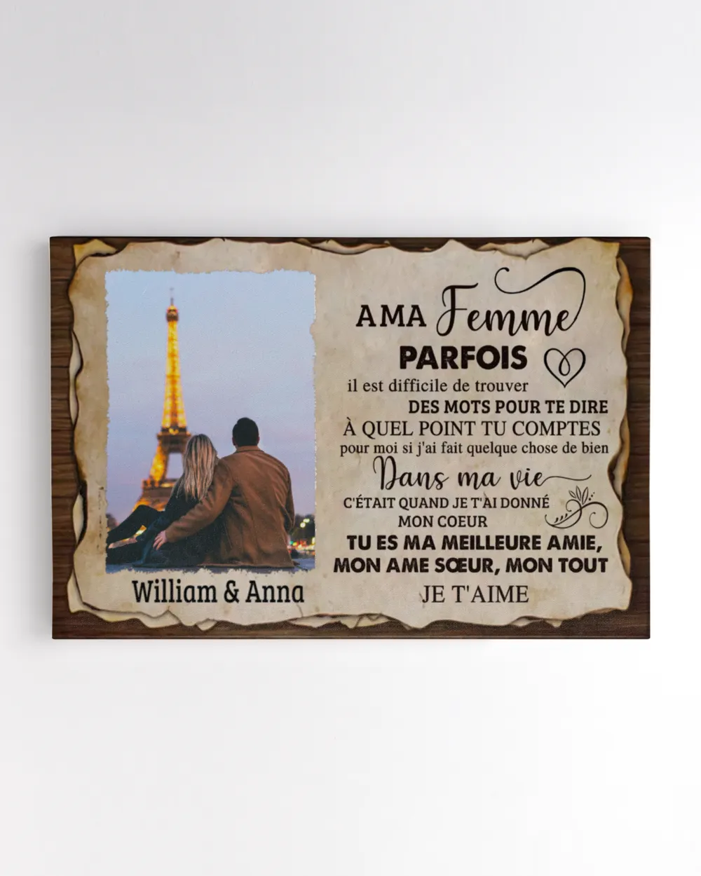 A ma femme Ready To Hang Canvas (30x20 inch) white 30x20in
