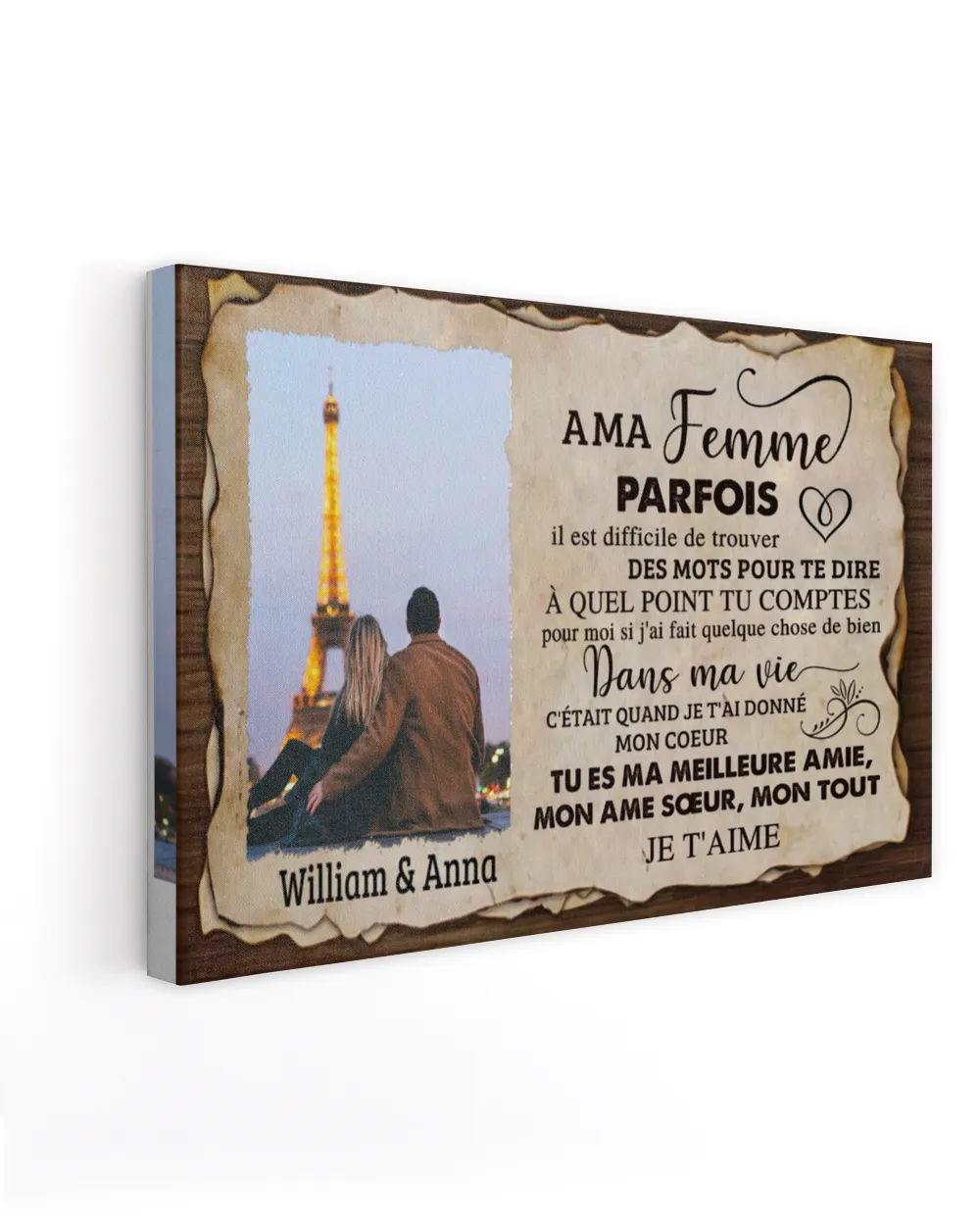 A ma femme Ready To Hang Canvas (30x20 inch) white 30x20in
