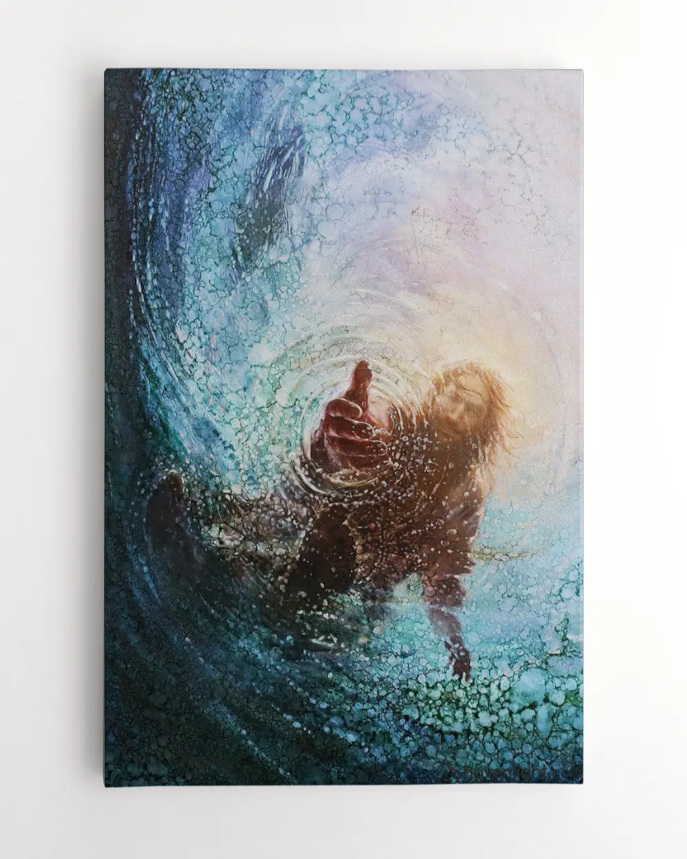 Jesus Christ Wall Art Hand of Gods Reaching Into Water