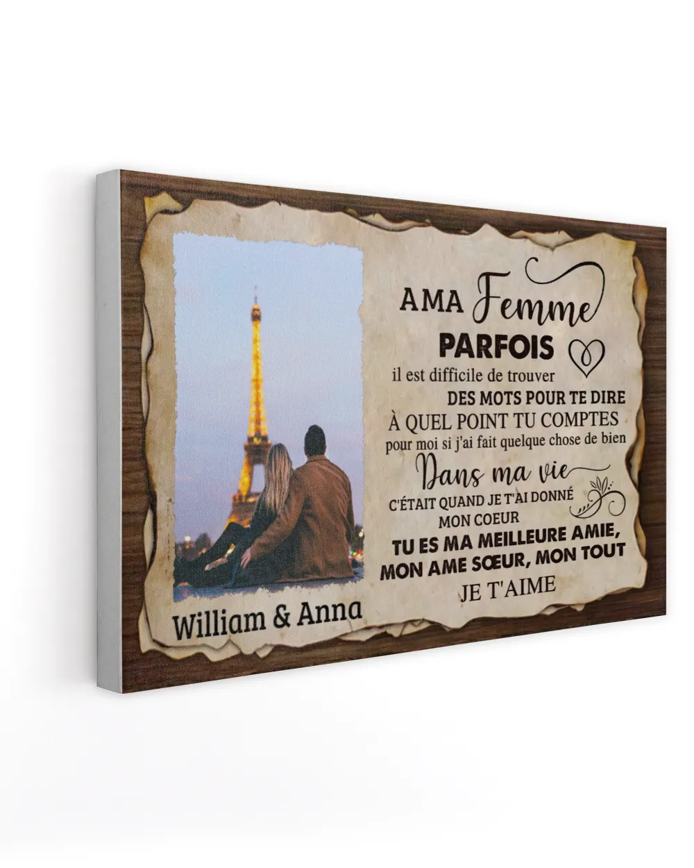 A ma femme Ready To Hang Canvas (24x16 inch) white 24x16in