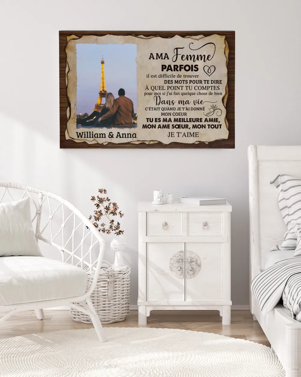 A ma femme Ready To Hang Canvas (24x16 inch) white 24x16in