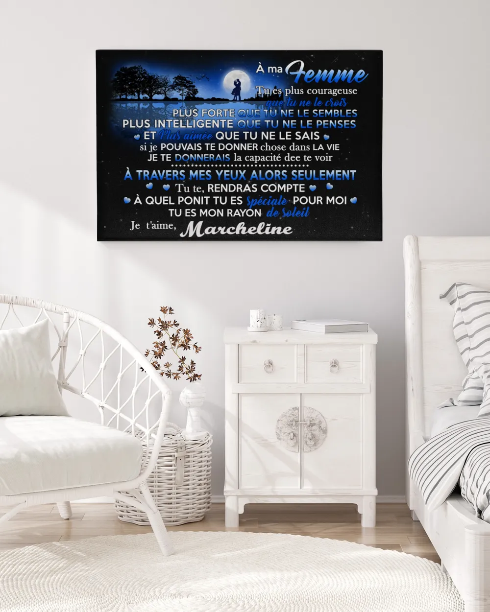 A ma femme Ready To Hang Canvas (24x16 inch) white 24x16in