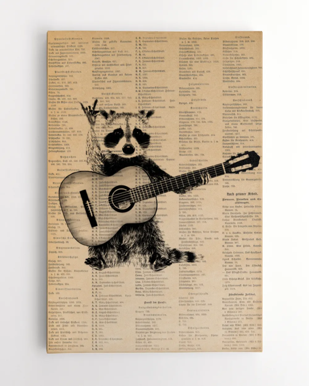 Raccoon Playing Guitar Guitar Player Cat Vintage
