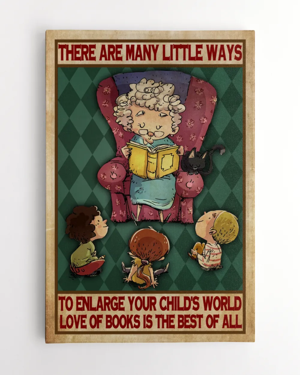 Grandma Read Books To Her Children Canvas