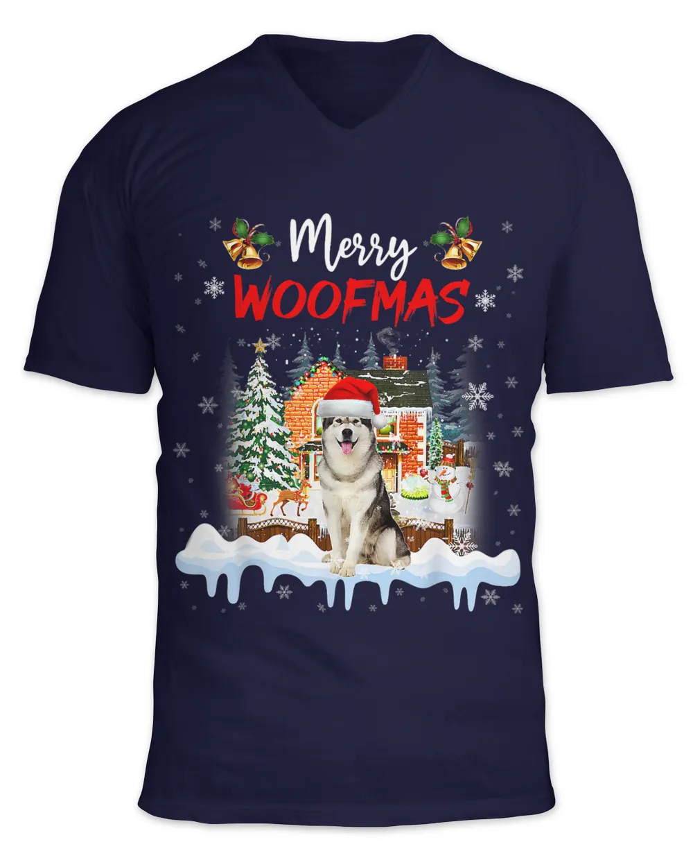 Merry Woofmas Alaskan Malamute Christmas Tree Dog Lover Xmas 107