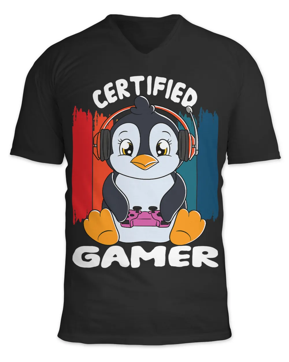 Penguins Lover with Gamer Headset Gaming Penguin Certified Gamer