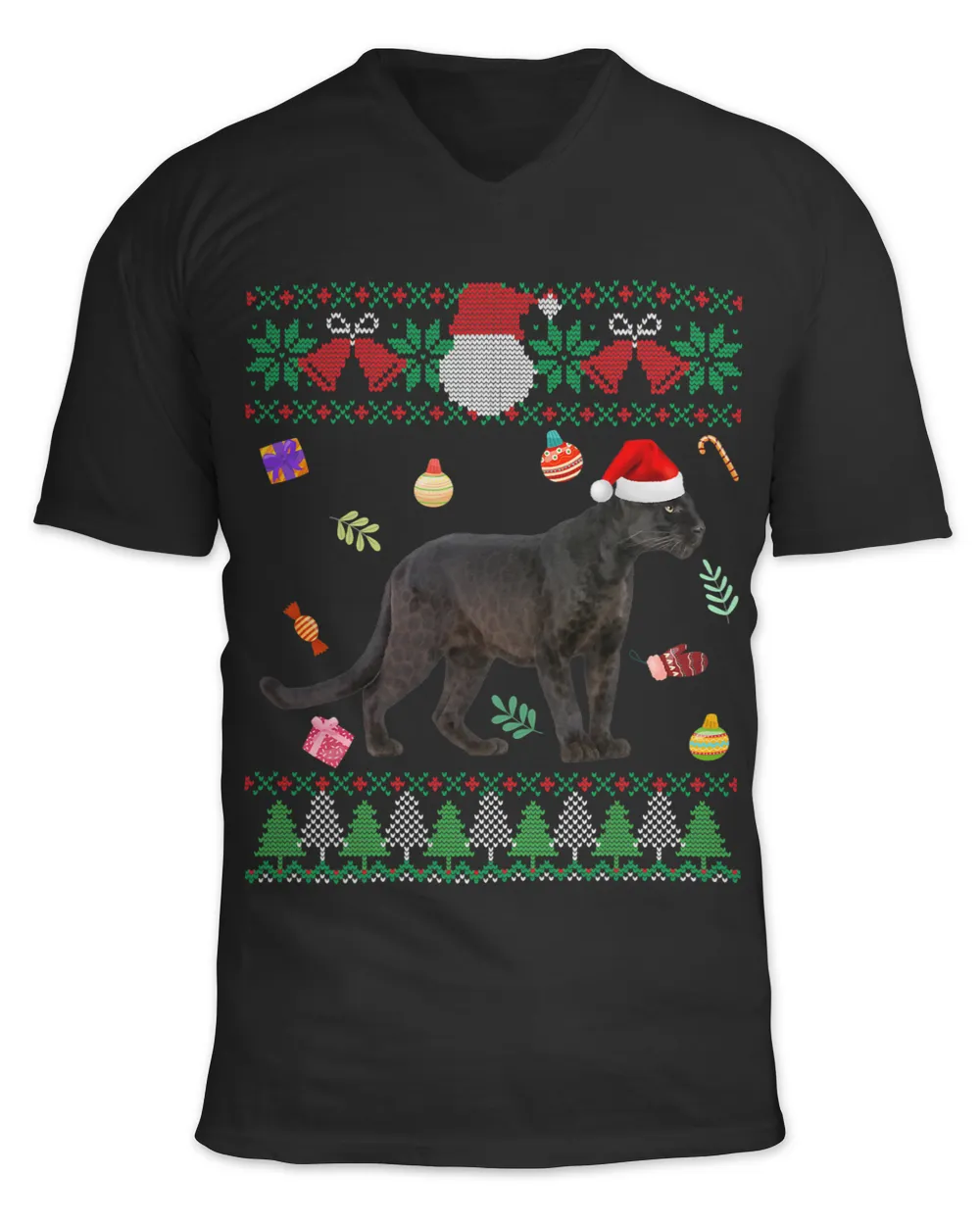 Panther Gift Funny Ugly Sweater Christmas Animals Santa Panther Lover 1