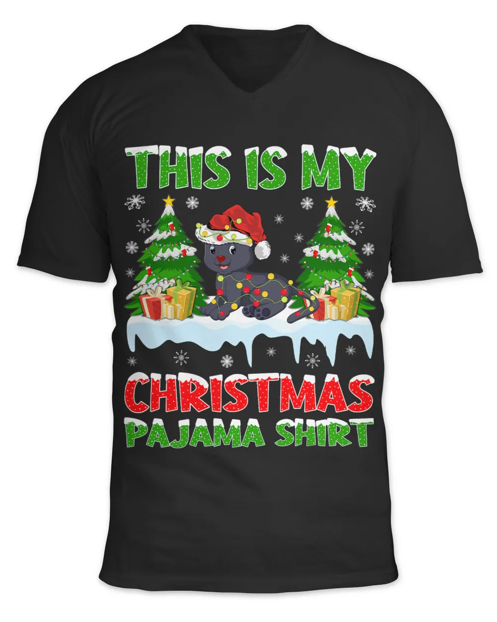 Panther Gift Funny Xmas Santa This Is My Panther Christmas Pajama