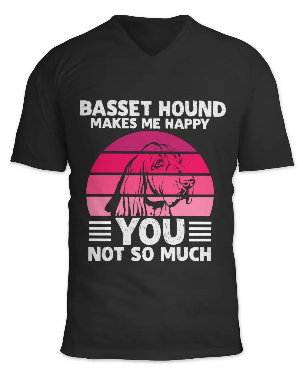 BASSET-HOUND MAKES ME HAPPY Unisex Jersey SS V-Neck T-Shirt black s