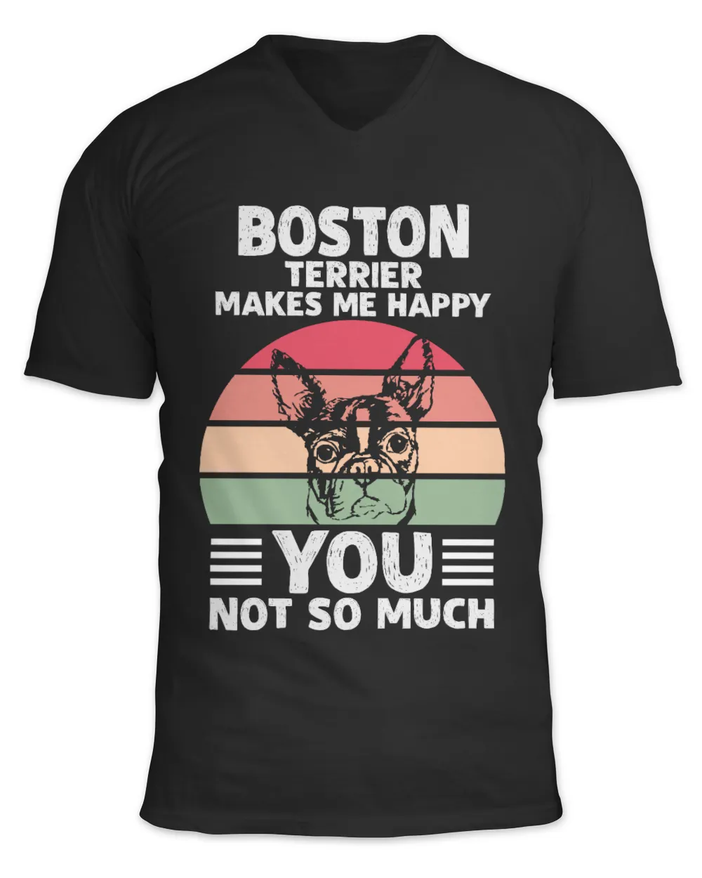 BOSTON-TERRIER MAKES ME HAPPY Unisex Jersey SS V-Neck T-Shirt black s