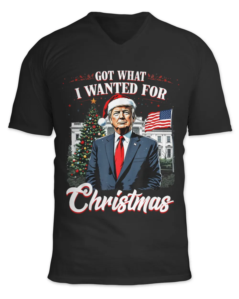 Got What I Wanted For Christmas Unisex Jersey SS V-Neck T-Shirt black s