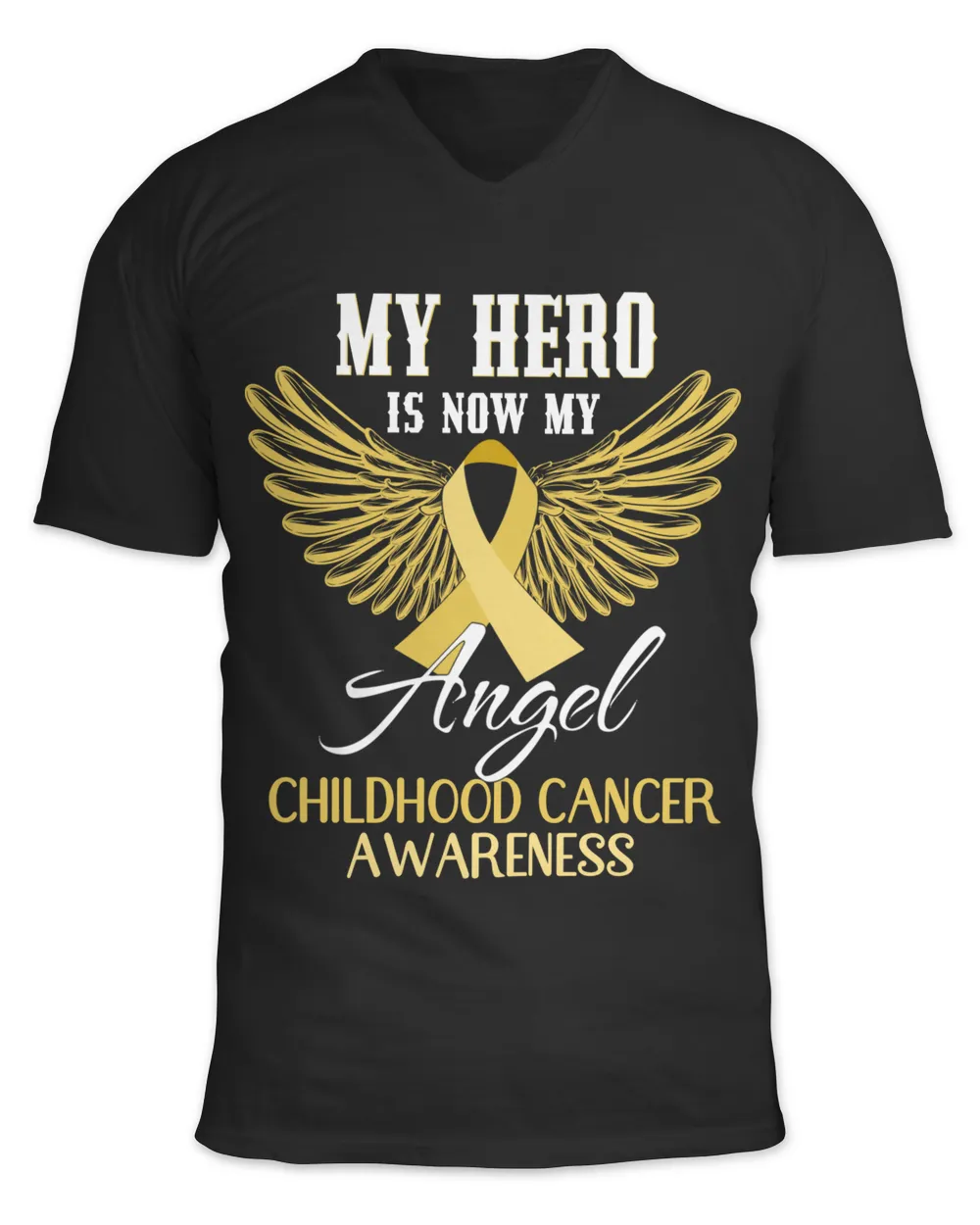 My Hero Is Now My Angel Childhood Cancer Awareness Wings T-Shirt