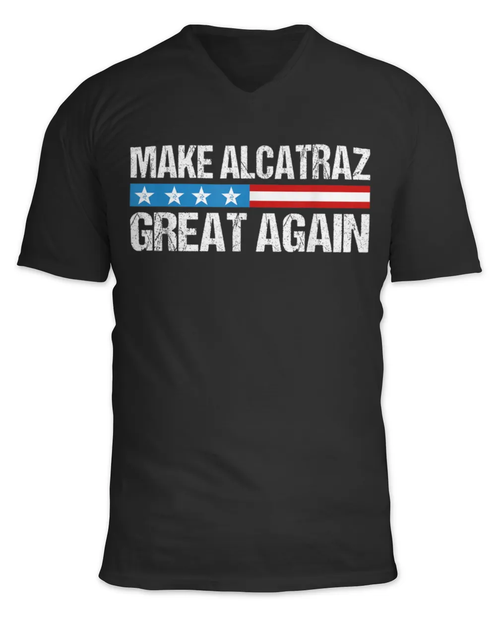 MAKE ALCATRAZ GREAT AGAIN Unisex Jersey SS V-Neck T-Shirt black s
