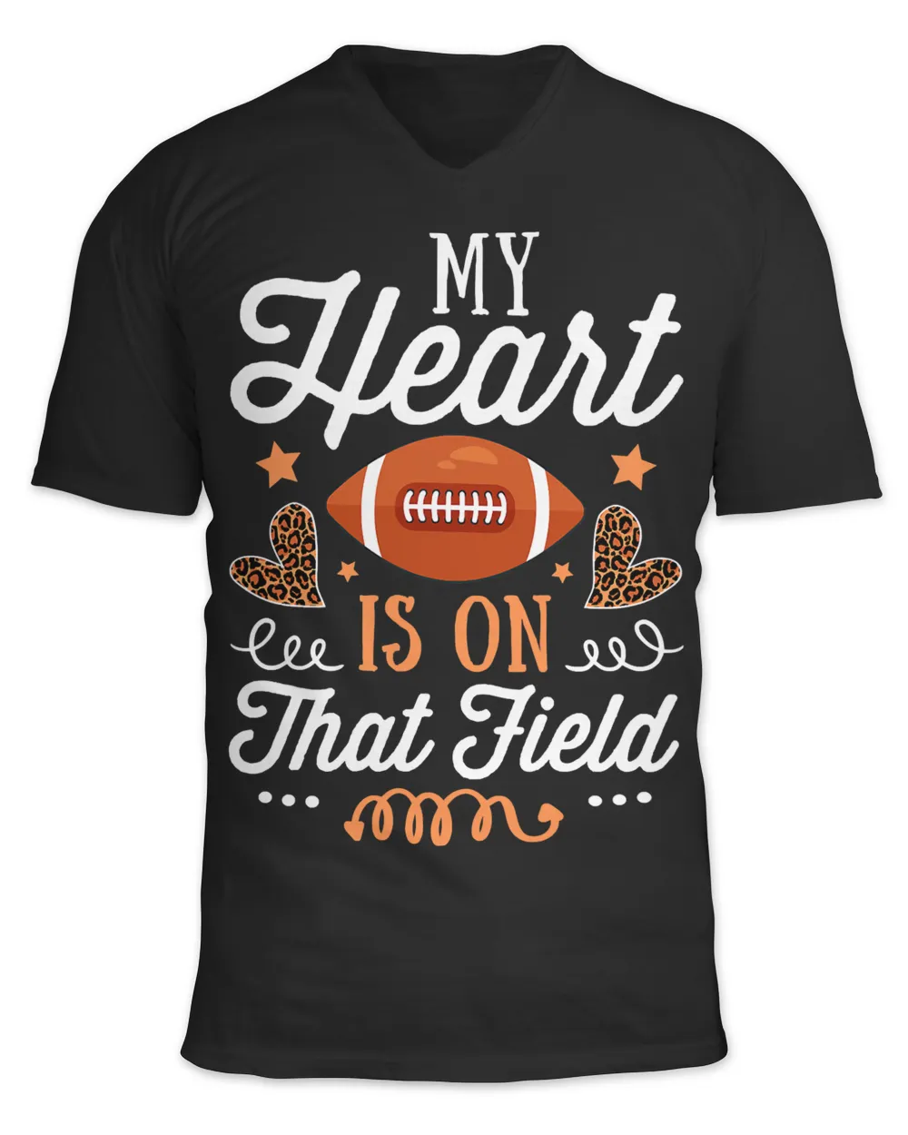 My Heart is on That Field Funny Football Leopard Mom