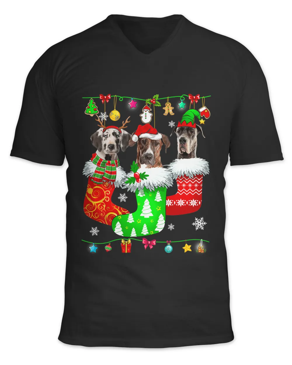 Great Dane Dog In Socks Christmas Pajama Puppy Lover Xmas 60