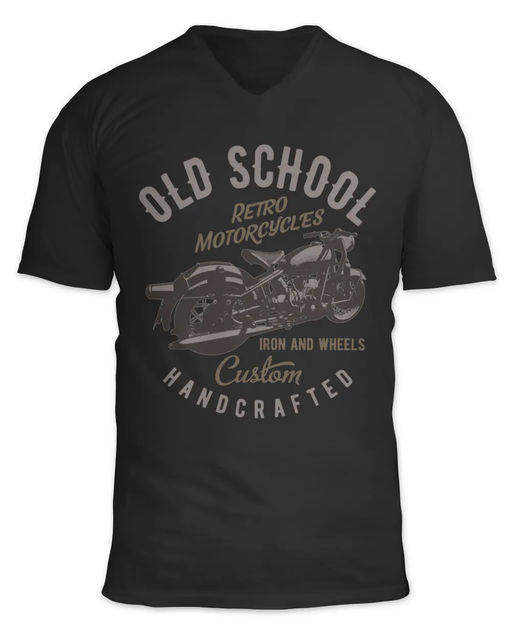 Old School Retro Motorcycles Custom Unisex Jersey SS V-Neck T-Shirt black s