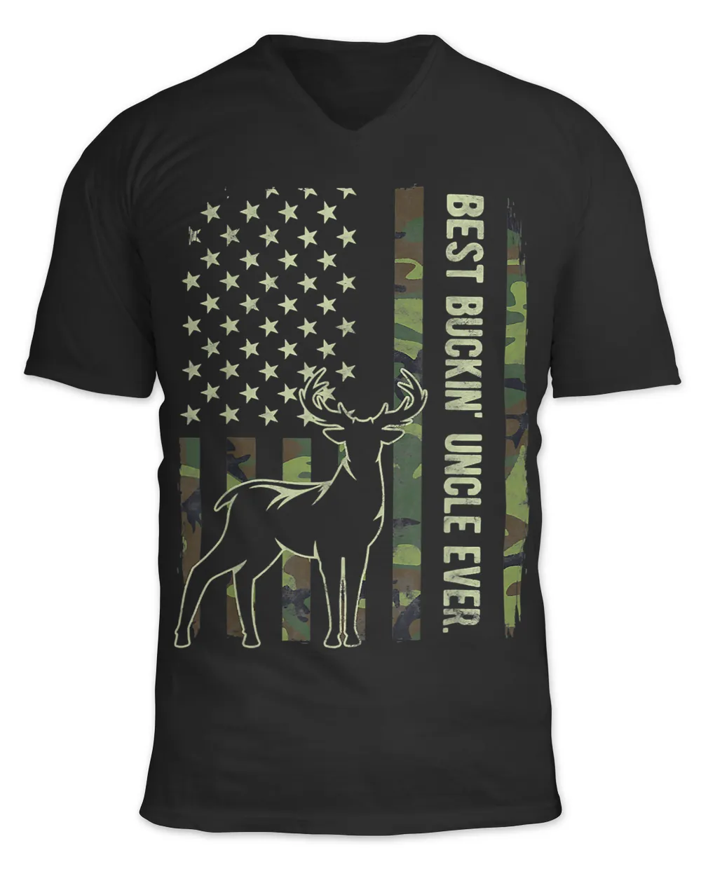 Mens Best Buckin Uncle Ever Camo American Flag Deer Hunting