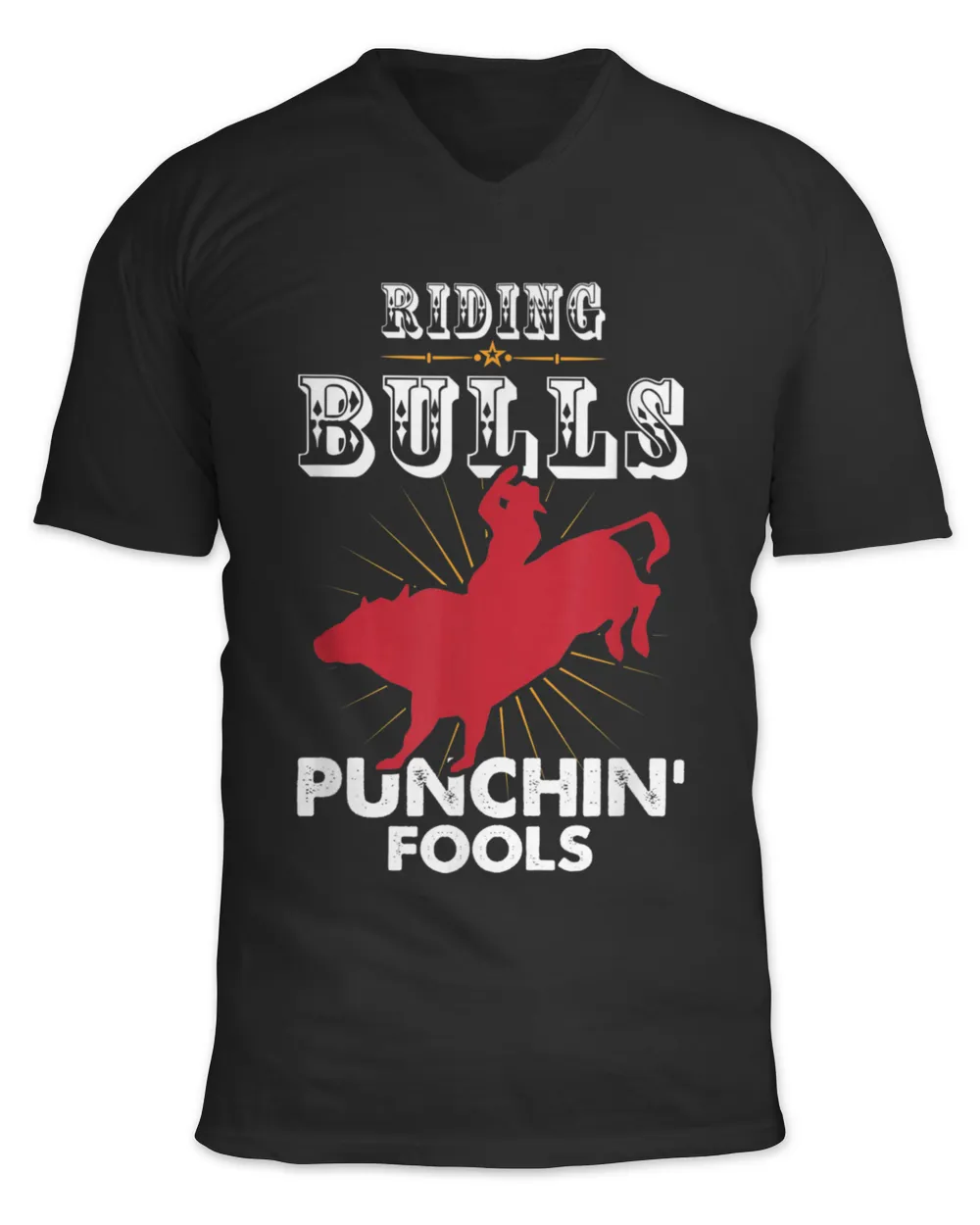 Riding Bulls Punching Fools Unisex Jersey SS V-Neck T-Shirt black s