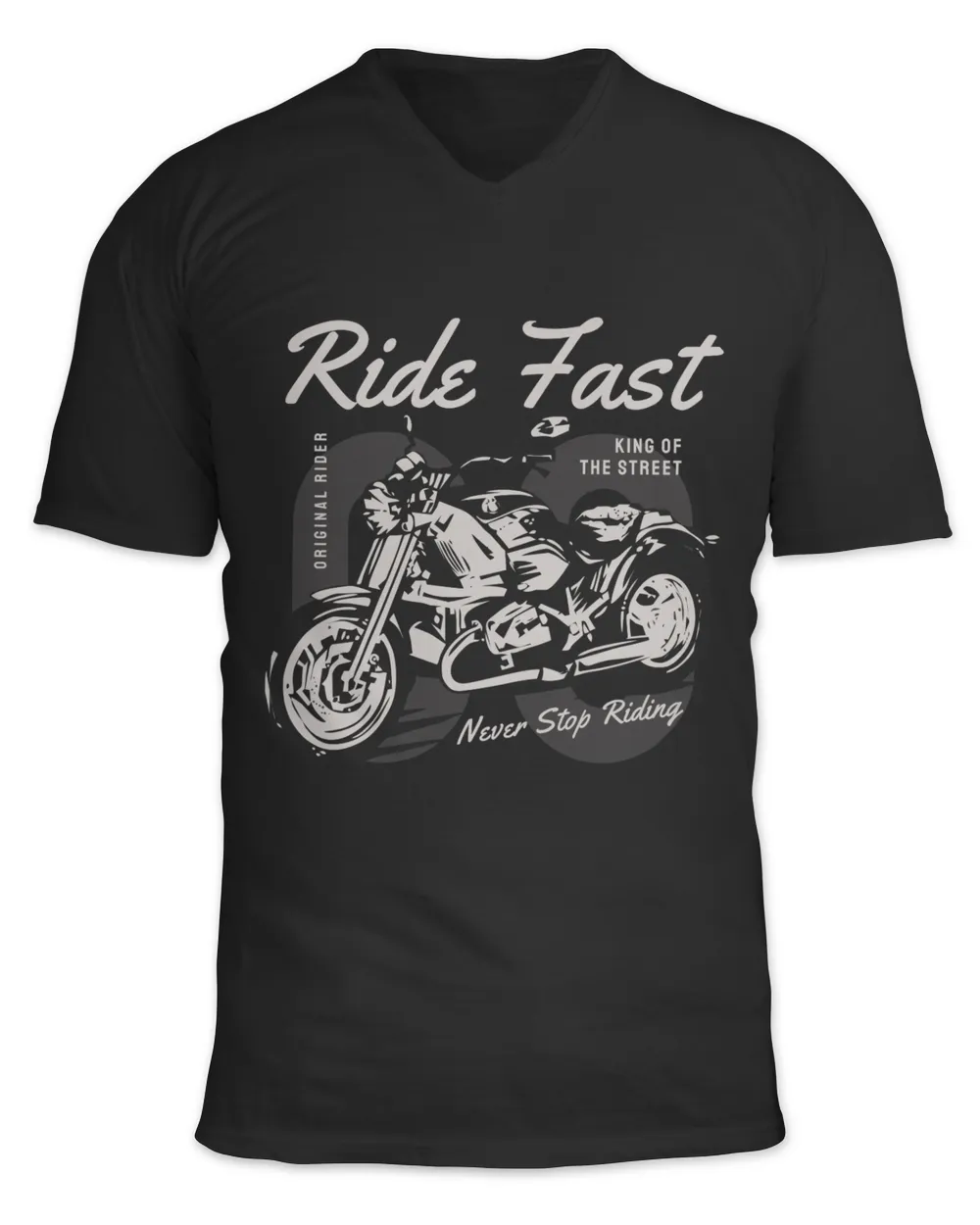 Ride Fast Never Stop Riding Unisex Jersey SS V-Neck T-Shirt black s