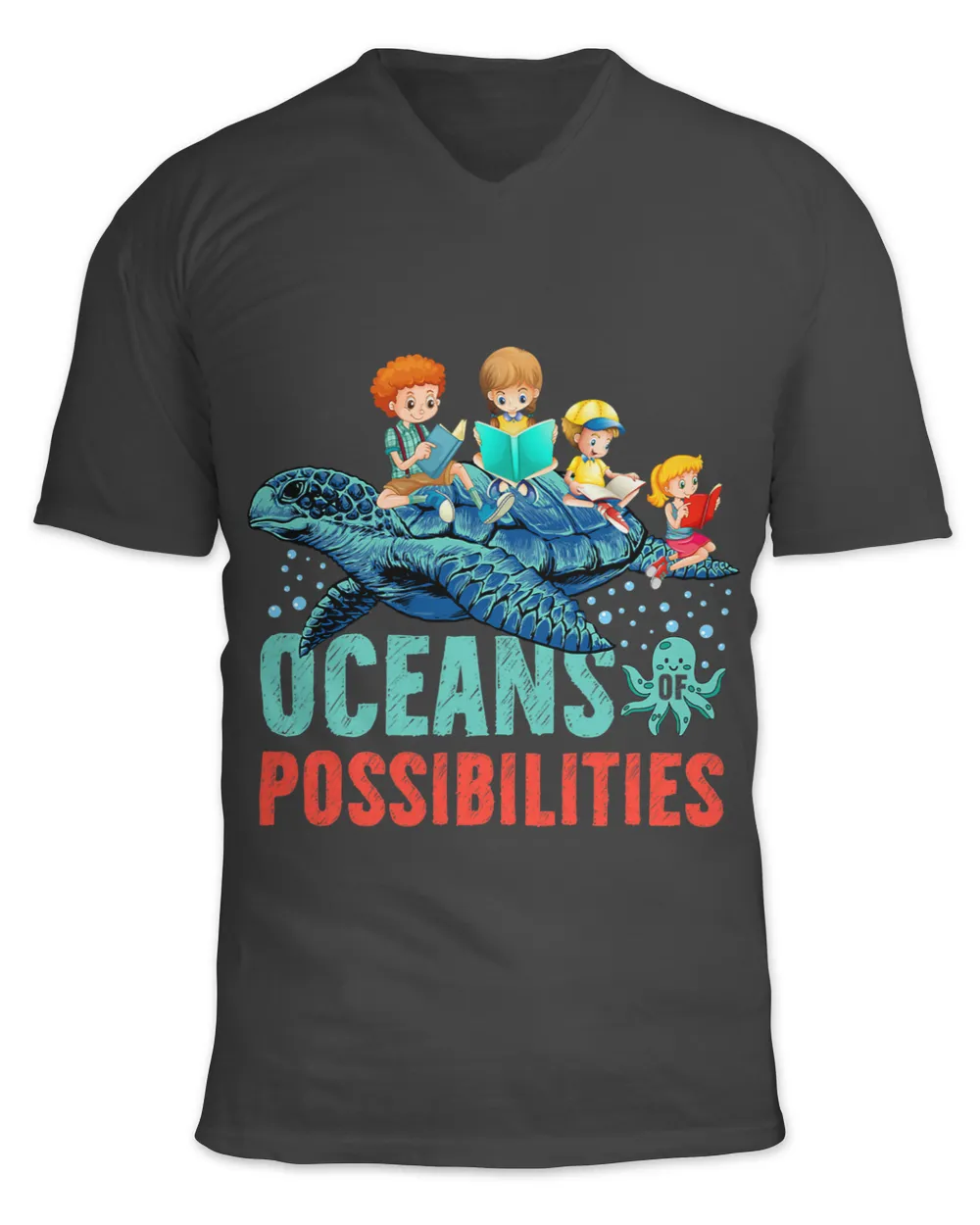 Book Reading Oceans Of Possibilities Summer Reading Tshirt Octopus3