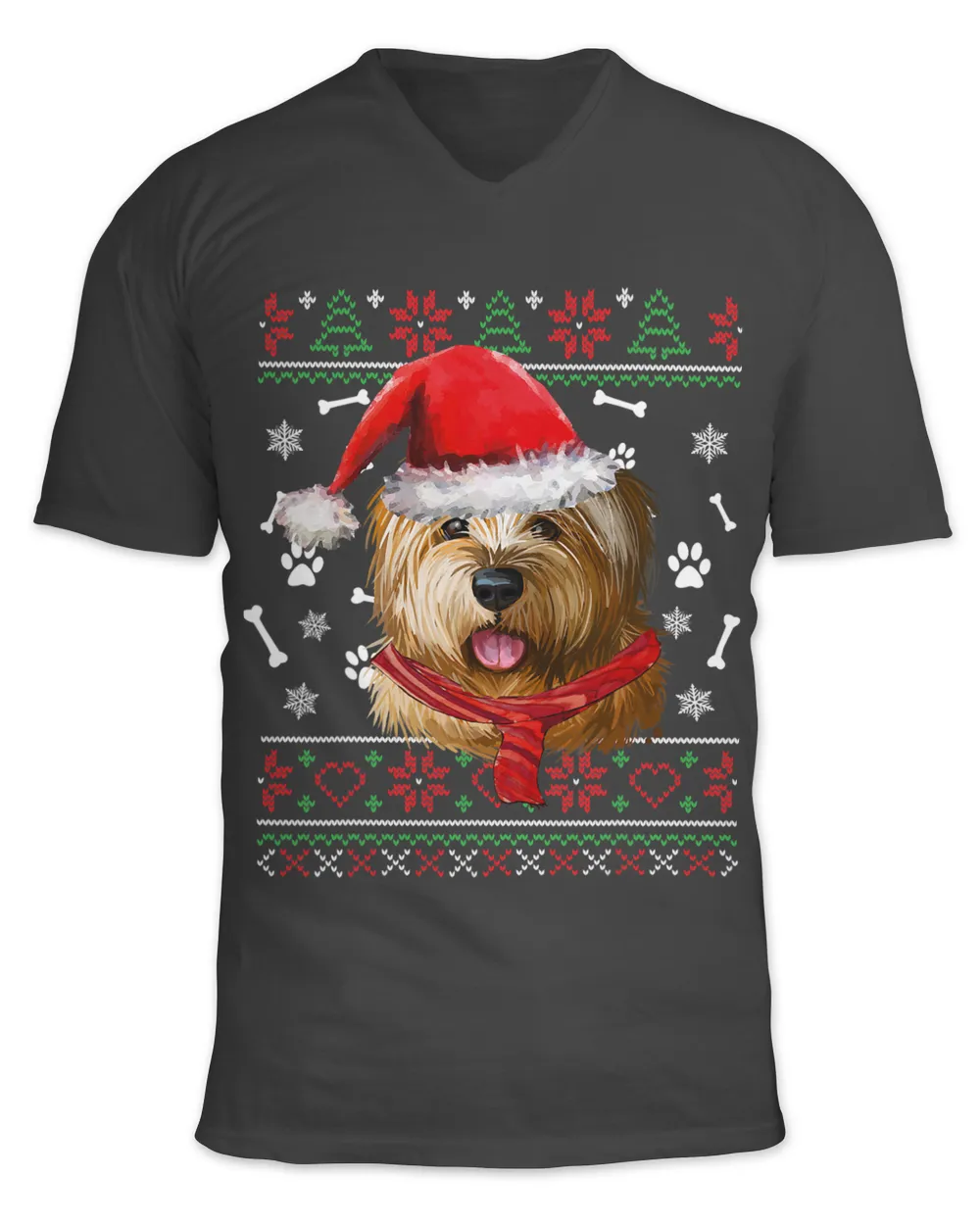 Ugly Sweater Christmas Norfolk Terrier Santa Hat Pajama Xmas