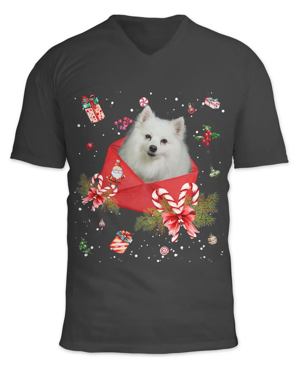 American Eskimo Dog In Christmas Card Ornament Pajama Xmas388