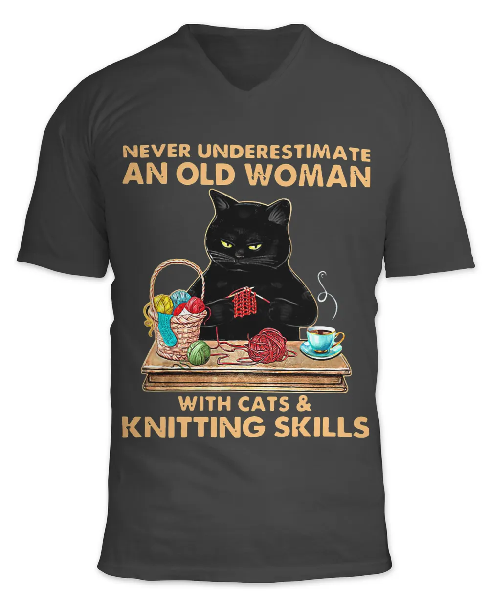 Never Underestimate An Old Woman With Cat And Knitting