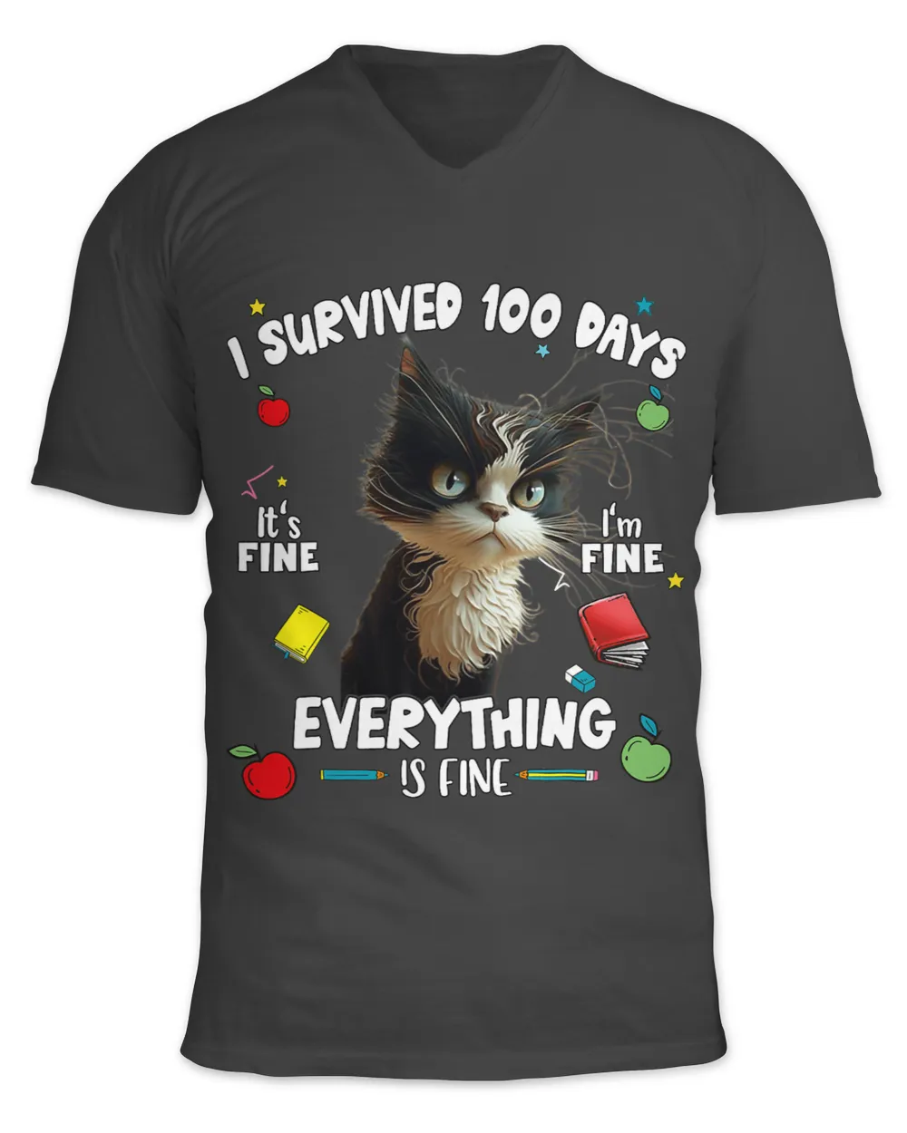 I Survived 100 Day Its Fine Im Fine Everything Is Fine Cat 3